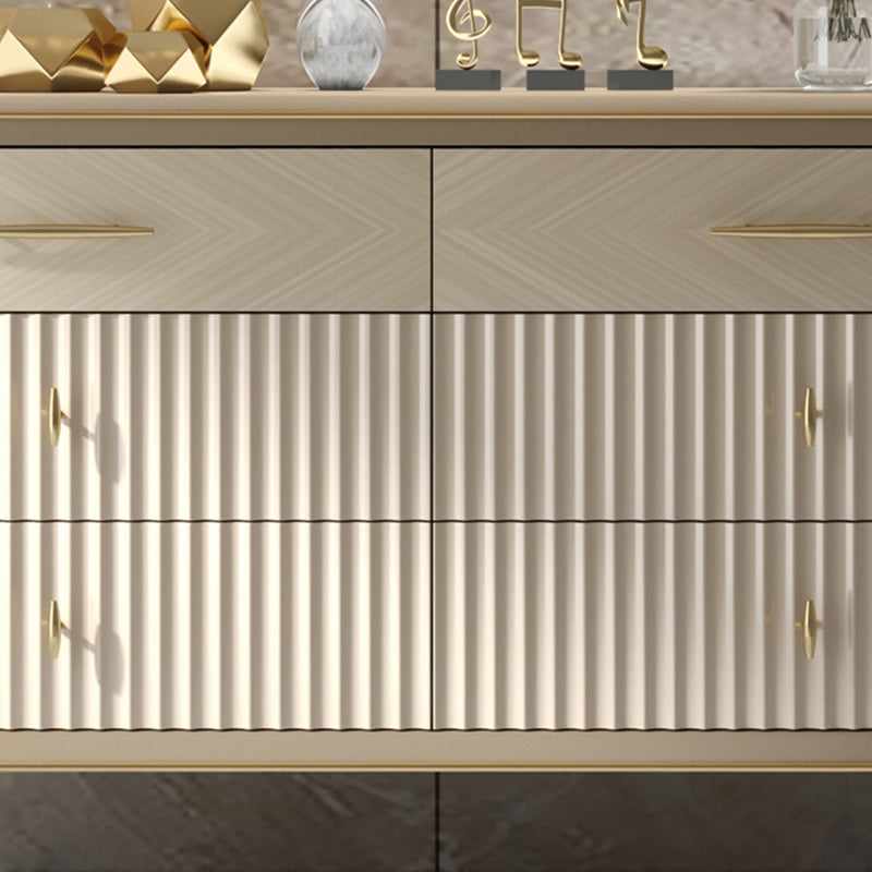 Glam Style Brown Solid Wood Buffet Table 6 Drawer Buffet Sideboard Clearhalo 'buffet_sideboard' 'Buffets & Sideboards' 'furn' 'furn_buffet_sideboard' 'Furniture' 'Kitchen & Dining Furniture' 7673983