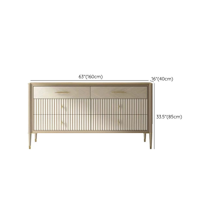 Glam Style Brown Solid Wood Buffet Table 6 Drawer Buffet Sideboard Clearhalo 'buffet_sideboard' 'Buffets & Sideboards' 'furn' 'furn_buffet_sideboard' 'Furniture' 'Kitchen & Dining Furniture' 7673988