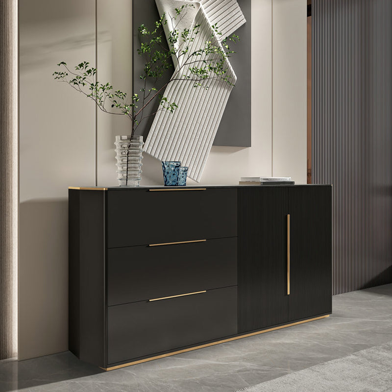 Stegno a buffet in pietra in stile glam Black boxet ingegnerizzato in legno con 3 disegni