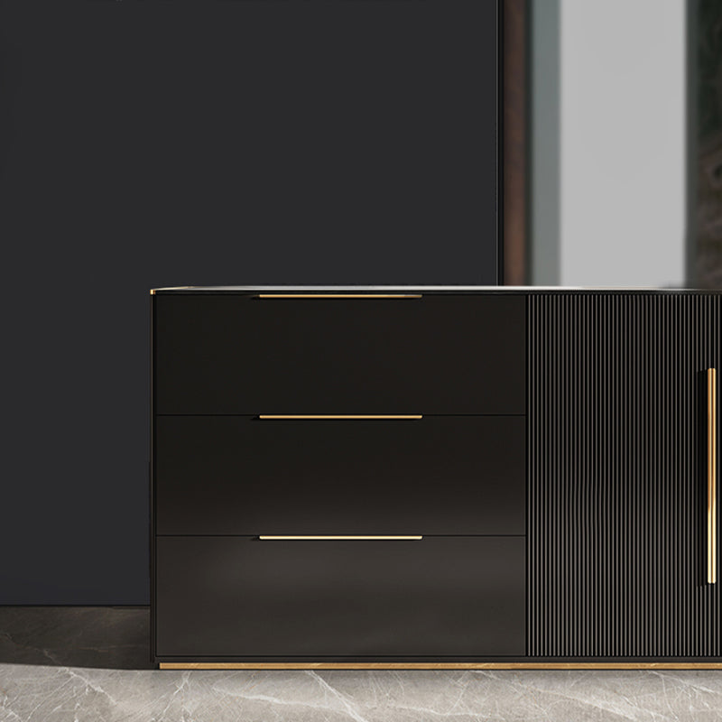 Stegno a buffet in pietra in stile glam Black boxet ingegnerizzato in legno con 3 disegni