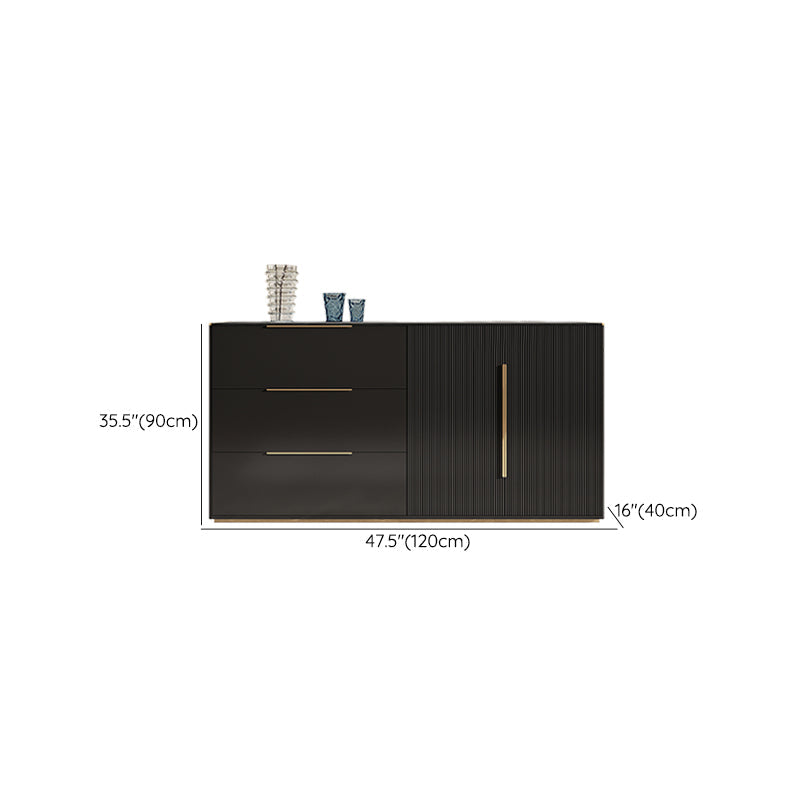 Stegno a buffet in pietra in stile glam Black boxet ingegnerizzato in legno con 3 disegni