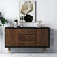 Glam -stijl bruine massieve houten buffettafel kasten opslagzijdeling met laden
