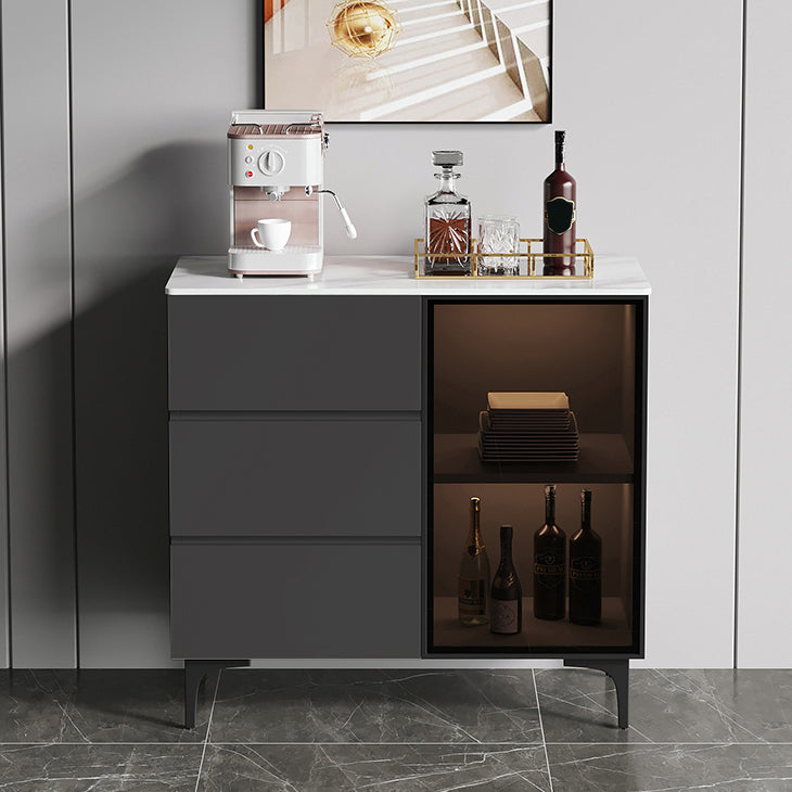 Gabinete moderno de madera de madera de ingeniería 35.4 "H Credenza con luces LED