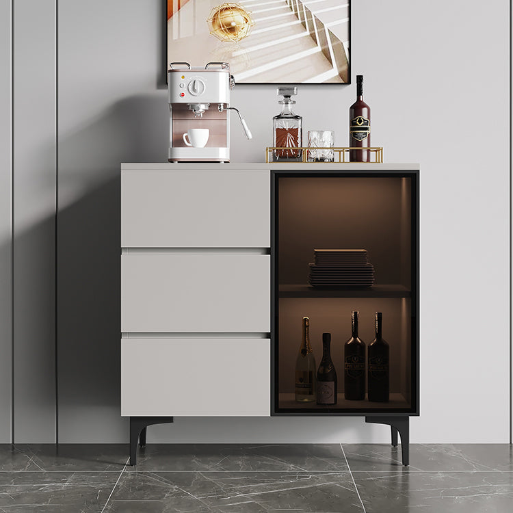 Gabinete moderno de madera de madera de ingeniería 35.4 "H Credenza con luces LED