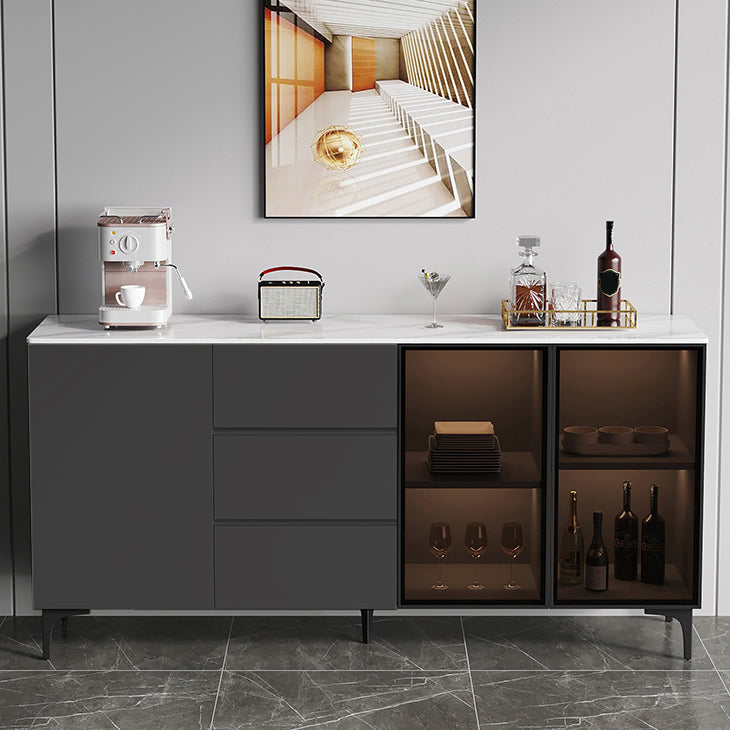 Gabinete moderno de madera de madera de ingeniería 35.4 "H Credenza con luces LED