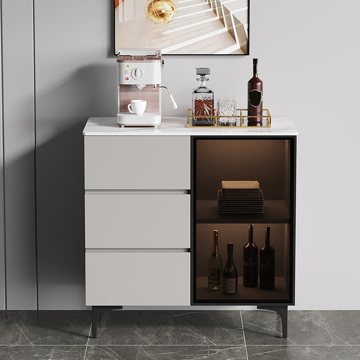 Gabinete moderno de madera de madera de ingeniería 35.4 "H Credenza con luces LED