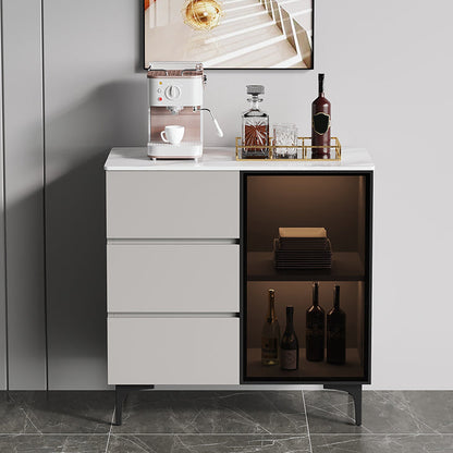 Gabinete moderno de madera de madera de ingeniería 35.4 "H Credenza con luces LED