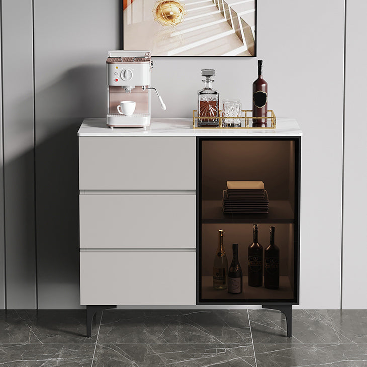 Gabinete moderno de madera de madera de ingeniería 35.4 "H Credenza con luces LED