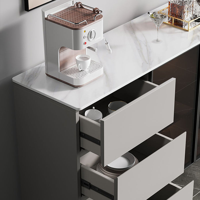 Gabinete moderno de madera de madera de ingeniería 35.4 "H Credenza con luces LED