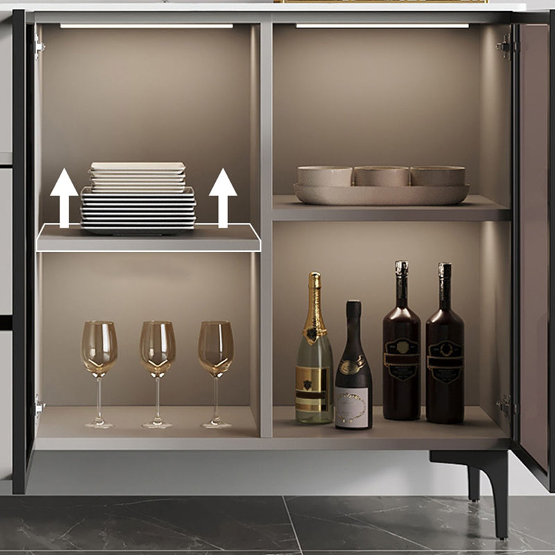 Gabinete moderno de madera de madera de ingeniería 35.4 "H Credenza con luces LED