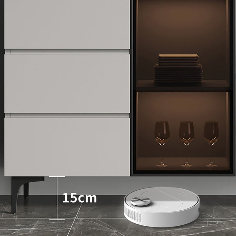 Gabinete moderno de madera de madera de ingeniería 35.4 "H Credenza con luces LED