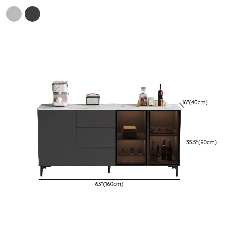 Gabinete moderno de madera de madera de ingeniería 35.4 "H Credenza con luces LED