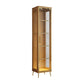 Modern Oak Wood Kitchen Wine Holder with Glass Storage Cabinet