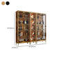Modern Oak Wood Kitchen Wine Holder with Glass Storage Cabinet