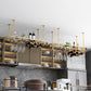 Gold Metal Kitchen Wine Holder with Glass Holder & Storage Shelf