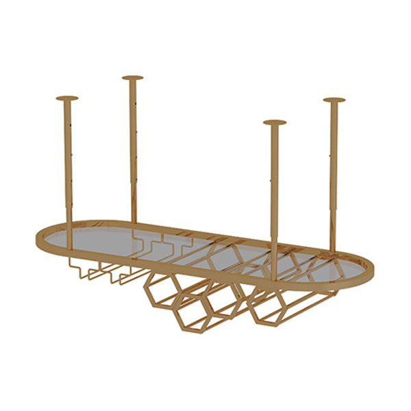 Soporte de vino de cocina de metal dorado con soporte de vidrio y estante de almacenamiento