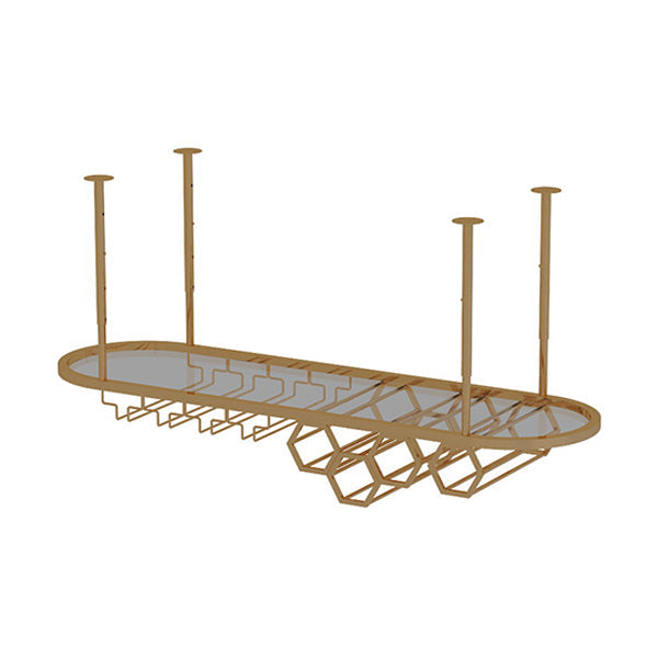 Soporte de vino de cocina de metal dorado con soporte de vidrio y estante de almacenamiento