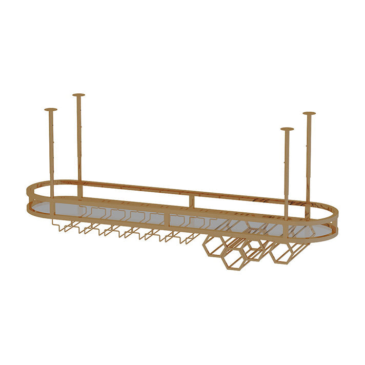 Soporte de vino de cocina de metal dorado con soporte de vidrio y estante de almacenamiento