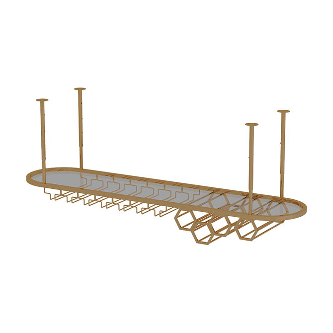 Gouden metalen keukenwijnhouder met glazen houder en opslagplank