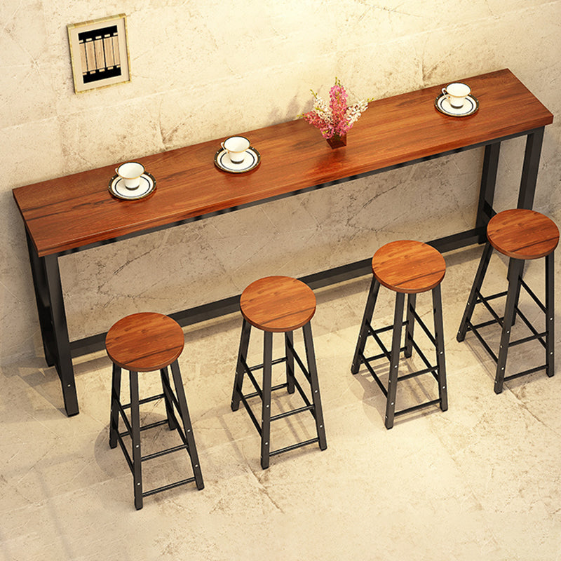 Contemporary Style 1/4/5/9 Pieces Solid Wood Rectangular Bar Table Set for Indoor