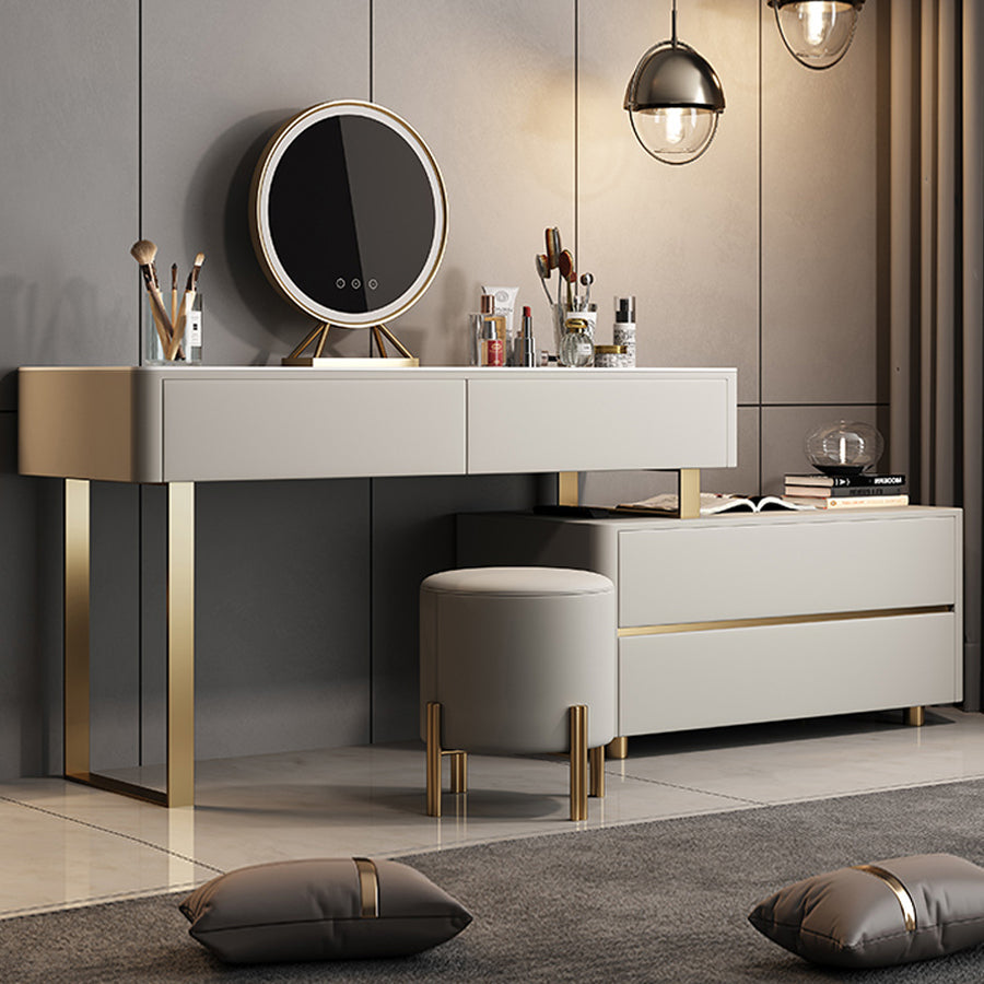 Glam 51.2 "W leisteen ijdelheid bureau en ontlasting in grijs met 4 laden