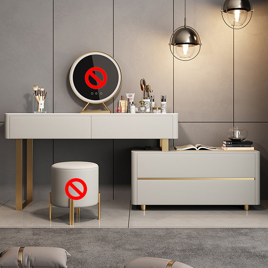 Glam 51.2 "W leisteen ijdelheid bureau en ontlasting in grijs met 4 laden