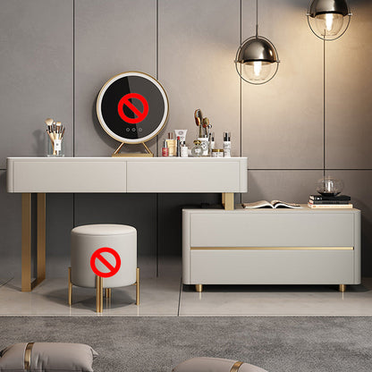 Glam 51.2 "W leisteen ijdelheid bureau en ontlasting in grijs met 4 laden