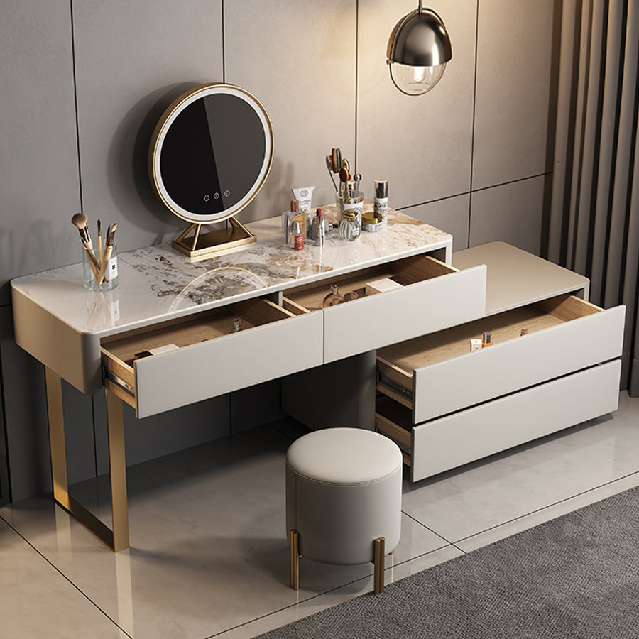 Glam 51.2 "W leisteen ijdelheid bureau en ontlasting in grijs met 4 laden