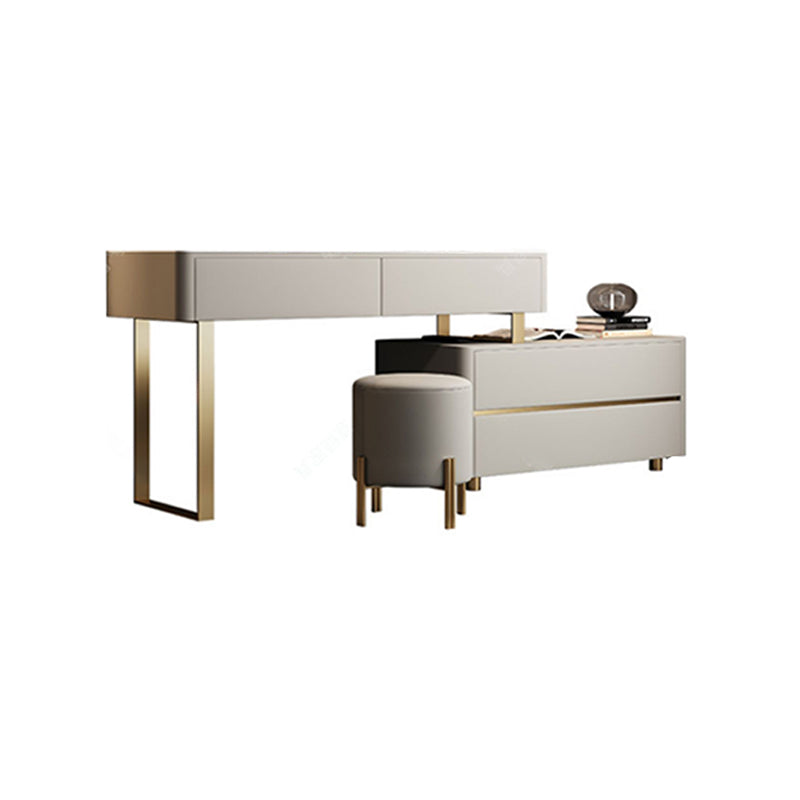 Glam 51.2 "W leisteen ijdelheid bureau en ontlasting in grijs met 4 laden