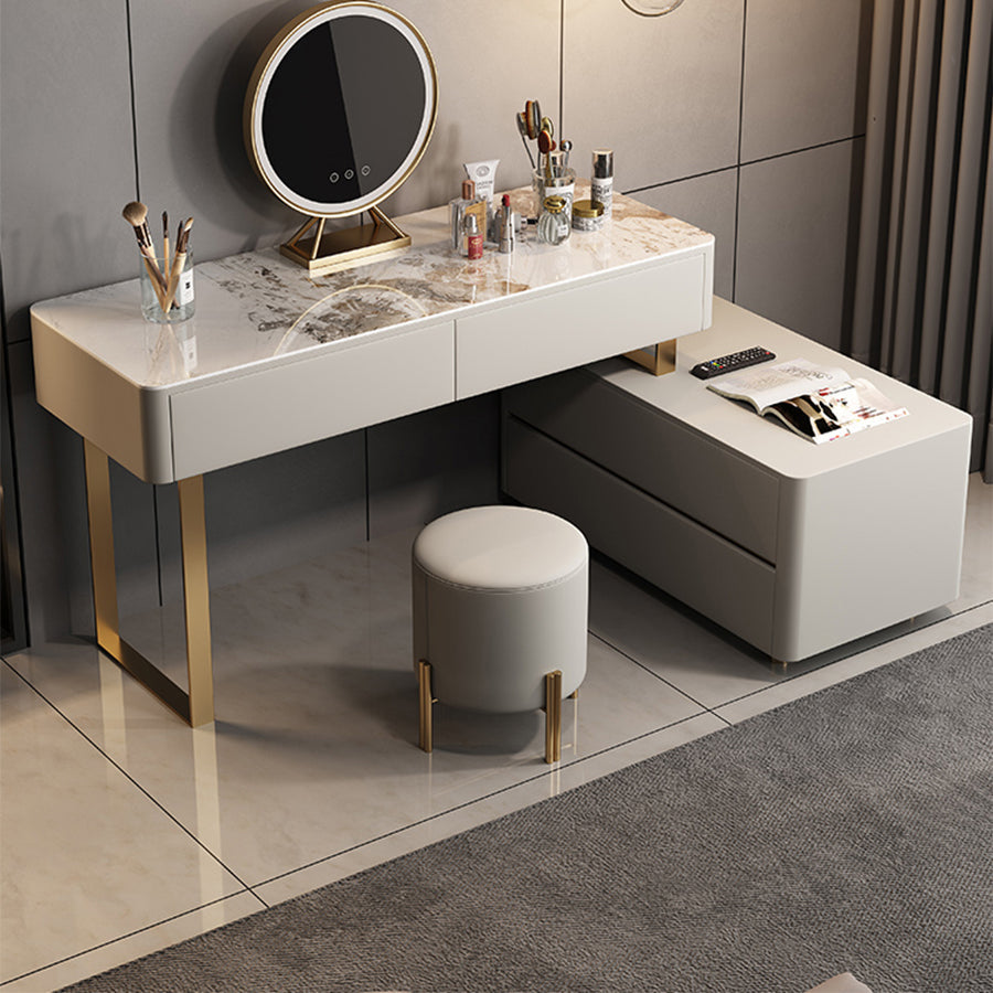 Glam 51.2 "W leisteen ijdelheid bureau en ontlasting in grijs met 4 laden