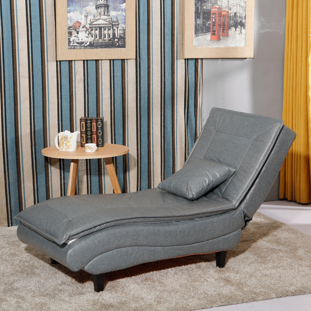 Contemporary Solid Color Upholstered Armless Chaise Lounge Couch with Storage Dark Gray Clearhalo 'Chairs & Seating' 'Chaise Lounge' 'chaise_lounge' 'furn' 'furn_chaise_lounge' 'Furniture' 'Living Room Furniture' 7675980