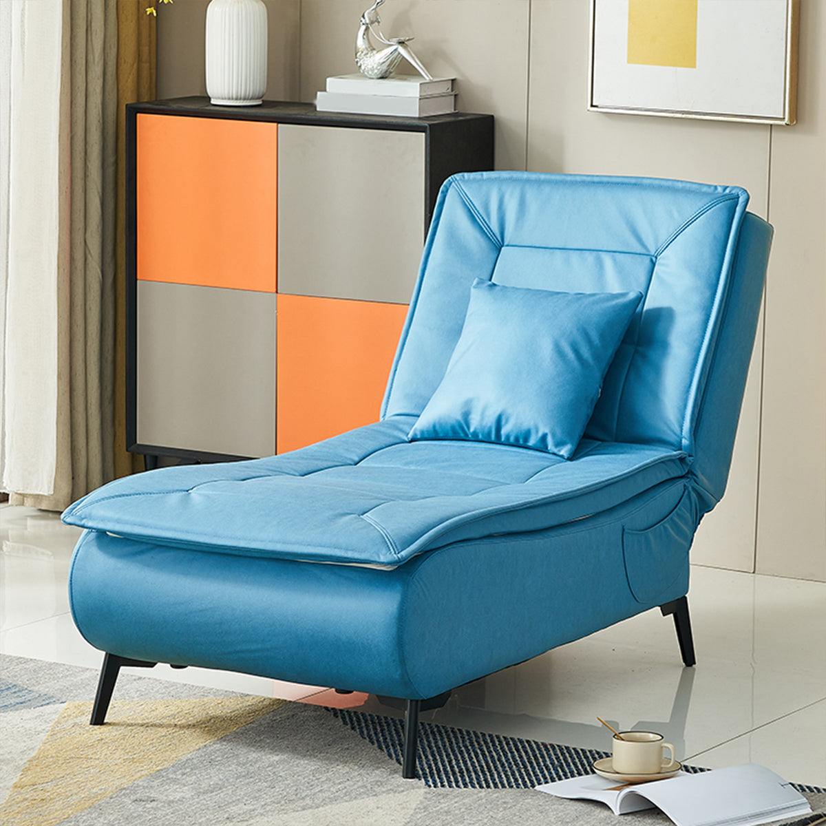 Contemporary Solid Color Upholstered Armless Chaise Lounge Couch with Storage Sky Blue Clearhalo 'Chairs & Seating' 'Chaise Lounge' 'chaise_lounge' 'furn' 'furn_chaise_lounge' 'Furniture' 'Living Room Furniture' 7675982