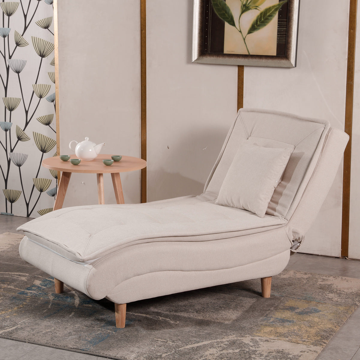 Contemporary Solid Color Upholstered Armless Chaise Lounge Couch with Storage Beige Clearhalo 'Chairs & Seating' 'Chaise Lounge' 'chaise_lounge' 'furn' 'furn_chaise_lounge' 'Furniture' 'Living Room Furniture' 7675989