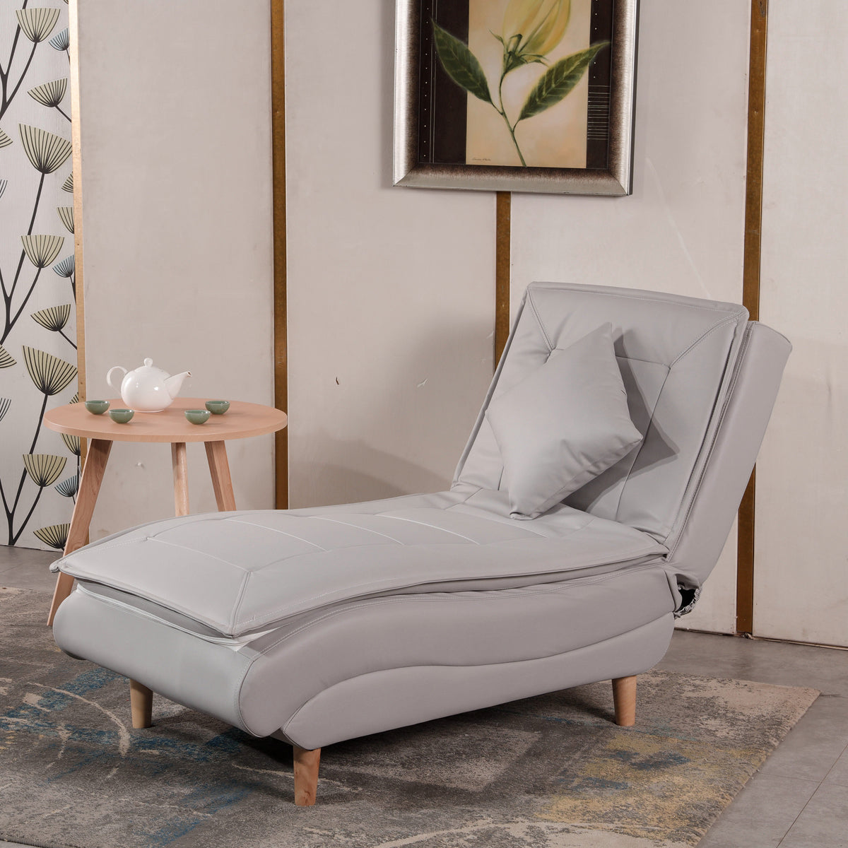 Contemporary Solid Color Upholstered Armless Chaise Lounge Couch with Storage Smoky Gray Clearhalo 'Chairs & Seating' 'Chaise Lounge' 'chaise_lounge' 'furn' 'furn_chaise_lounge' 'Furniture' 'Living Room Furniture' 7675993