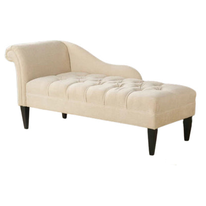 Chaise longue moderna con un bracciolo imbottita e imbottita in misto cotone
