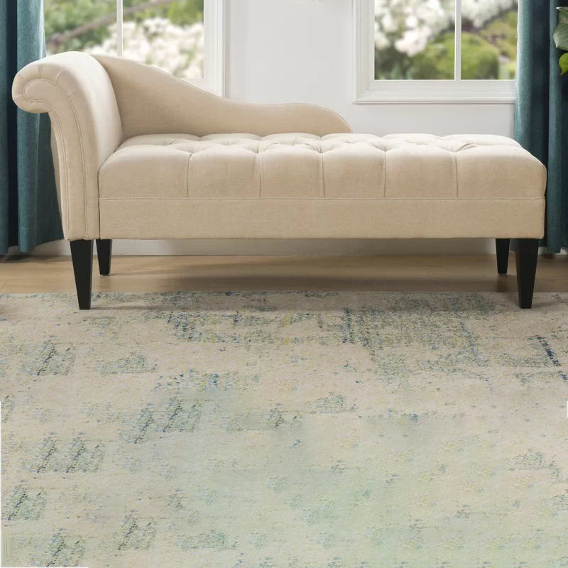 Chaise longue moderna con un bracciolo imbottita e imbottita in misto cotone