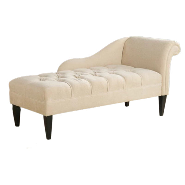 Chaise longue moderna con un bracciolo imbottita e imbottita in misto cotone