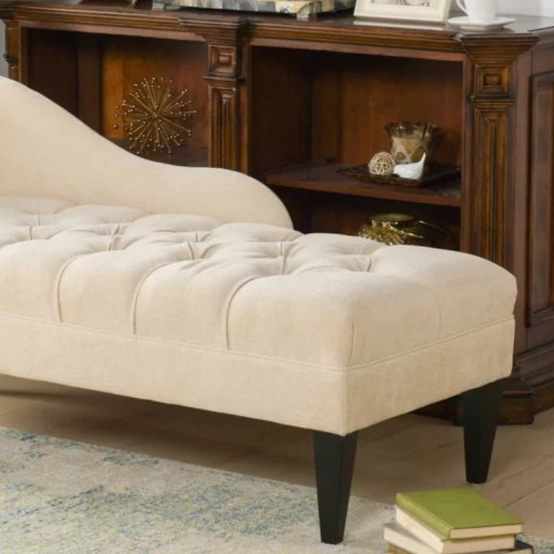 Chaise longue moderna con un bracciolo imbottita e imbottita in misto cotone