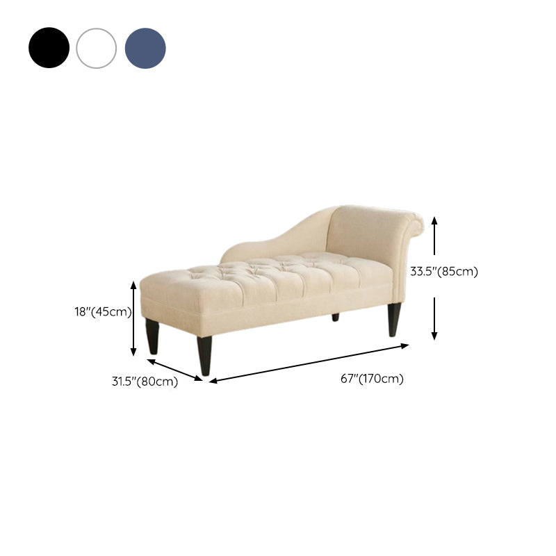 Chaise longue moderna con un bracciolo imbottita e imbottita in misto cotone
