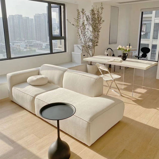 Scandinavian Style Upholstered Velvet Square Arm Chaise in White Clearhalo 'Chairs & Seating' 'Chaise Lounge' 'chaise_lounge' 'furn' 'furn_chaise_lounge' 'Furniture' 'Living Room Furniture' 7676022