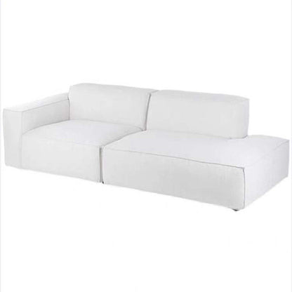 Scandinavian Style Upholstered Velvet Square Arm Chaise in White
