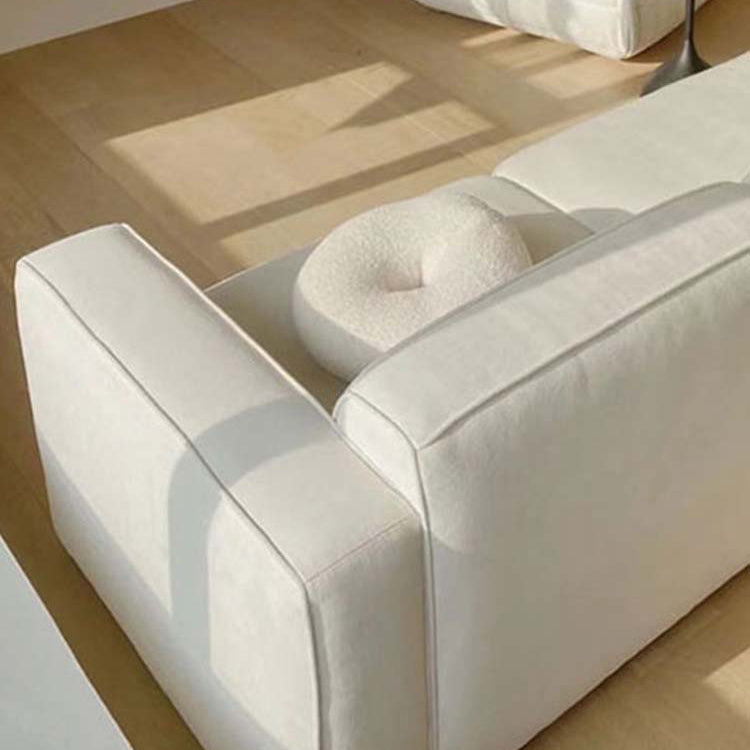 Scandinavian Style Upholstered Velvet Square Arm Chaise in White