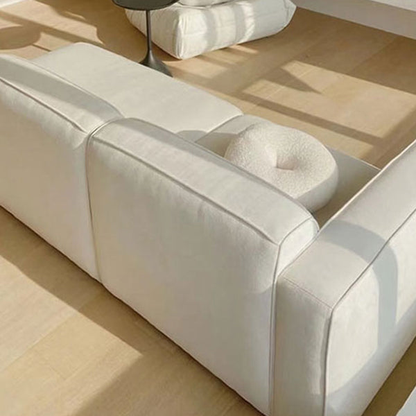 Scandinavian Style Upholstered Velvet Square Arm Chaise in White