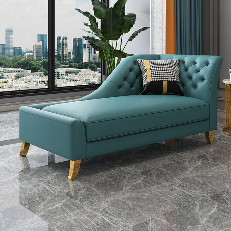 Glam Style Solid Color Genuine Leather Rolled Arms Chaise Chair with Tufted Clearhalo 'Chairs & Seating' 'Chaise Lounge' 'chaise_lounge' 'furn' 'furn_chaise_lounge' 'Furniture' 'Living Room Furniture' 7676038