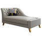 Glam Style Solid Color Genuine Leather Rolled Arms Chaise Chair with Tufted Gray Left-Arm Chaise Clearhalo 'Chairs & Seating' 'Chaise Lounge' 'chaise_lounge' 'furn' 'furn_chaise_lounge' 'Furniture' 'Living Room Furniture' 7676039