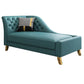 Glam Style Solid Color Genuine Leather Rolled Arms Chaise Chair with Tufted Blue Left-Arm Chaise Clearhalo 'Chairs & Seating' 'Chaise Lounge' 'chaise_lounge' 'furn' 'furn_chaise_lounge' 'Furniture' 'Living Room Furniture' 7676044