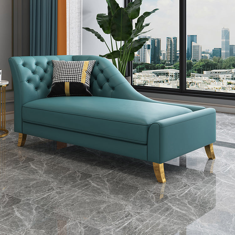 Glam Style Solid Color Genuine Leather Rolled Arms Chaise Chair with Tufted Clearhalo 'Chairs & Seating' 'Chaise Lounge' 'chaise_lounge' 'furn' 'furn_chaise_lounge' 'Furniture' 'Living Room Furniture' 7676047