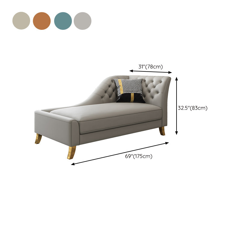 Glam Style Solid Color Genuine Leather Rolled Arms Chaise Chair with Tufted Clearhalo 'Chairs & Seating' 'Chaise Lounge' 'chaise_lounge' 'furn' 'furn_chaise_lounge' 'Furniture' 'Living Room Furniture' 7676049