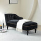 Modern Velvet Upholstered Cushioned One Armed Chaise Lounge with Nailhead Trim