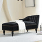Modern Velvet Upholstered Cushioned One Armed Chaise Lounge with Nailhead Trim